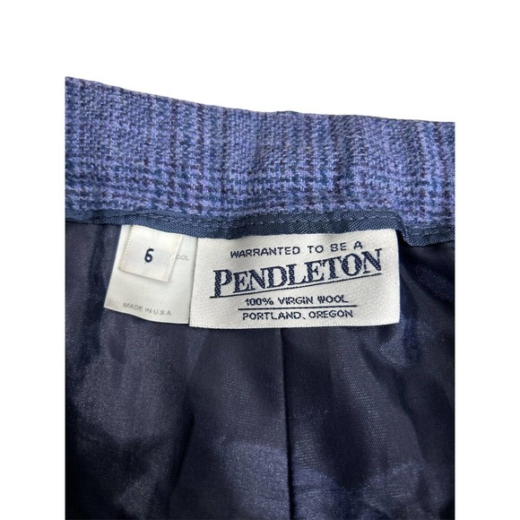 Pendleton Plaid Virgin Wool Pants Size 6 Women’s Blue Fully Lined Pleated - Picture 5 of 5